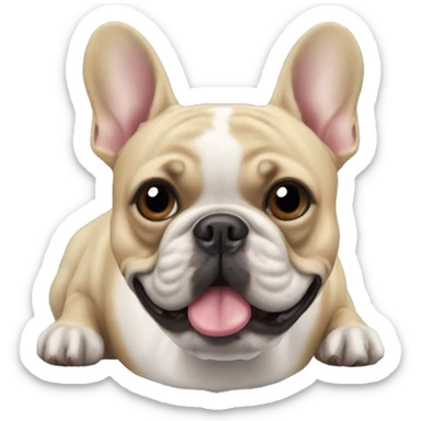 a french bulldog with a ball in its mouth sticker