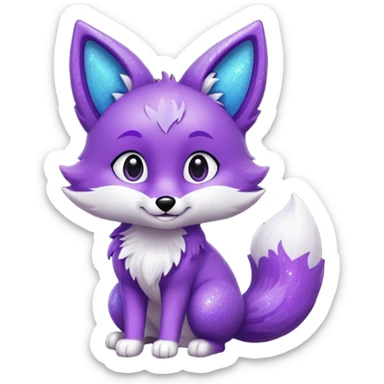 glitter purple and cian fox sticker