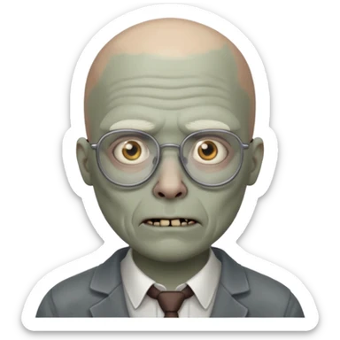 bald zombie with glasses sticker