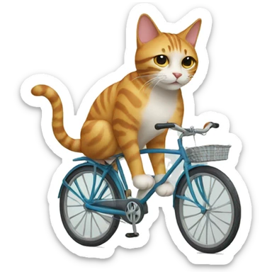 a cat on a bicycle sticker