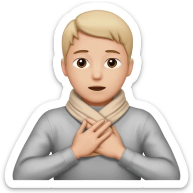 Person grabbing thier neck with their hands crossing them wrapping them around thier neck  sticker