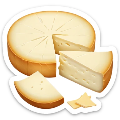 cinematic-realistic-brie-cheese-emoji,-featuring-soft-ripened-cheese-with-a-delicate white rind-rendered-with-lifelike-detail-and-inviting,-natural-lighting sticker
