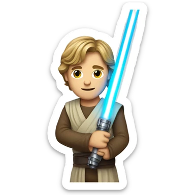 luke skywalker holding an entire light saber sticker
