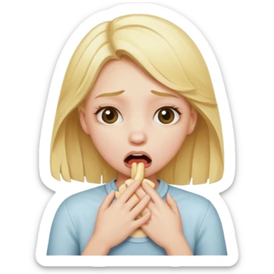blond girl choking herself sticker
