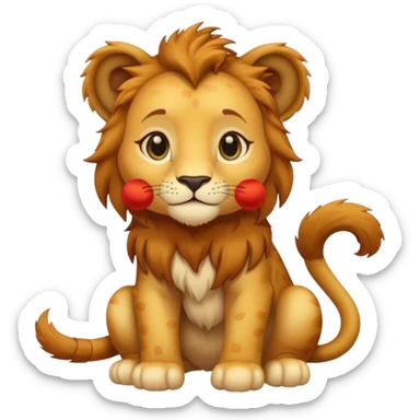 in lion family, only baby Girl lion., full body, single tail sticker