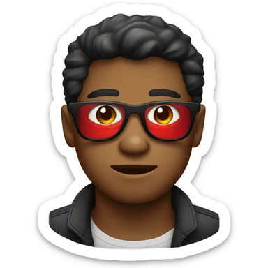 oso negro con la mitad roja y lentes d sticker