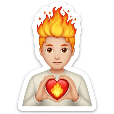 Cœur en feu avec u sticker