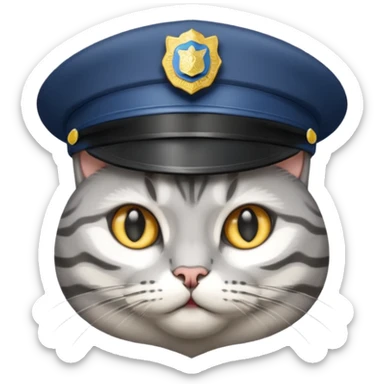 grey cat police sticker