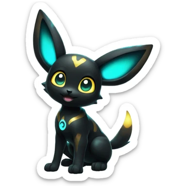  Shiny Umbreon with glowing cyan markings full body sticker