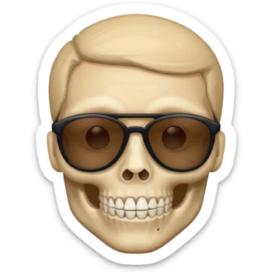 Make a skull face with sunglasses down a bit so you can see his eyes and his left eye brow up a bit make it look like an emoji sticker