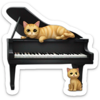 Cat play the piano sticker