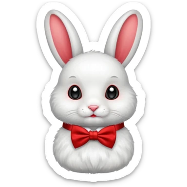 White rabbit with red bow tie sticker