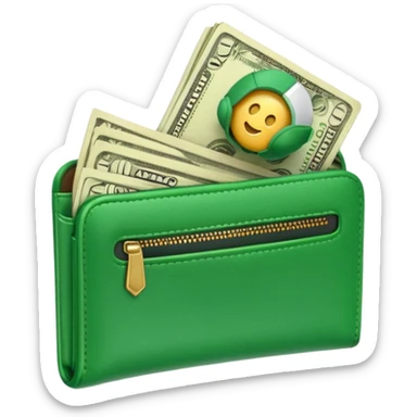 Aviator money emoji, wallet full of cash, casino vibe, premium 3D emoji style, clean, no background
 sticker