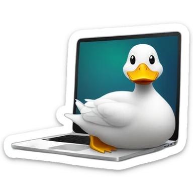 quite duck works at computer science and setring on laptop sticker