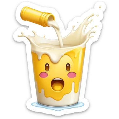 yellow emoji screaming about milk sticker