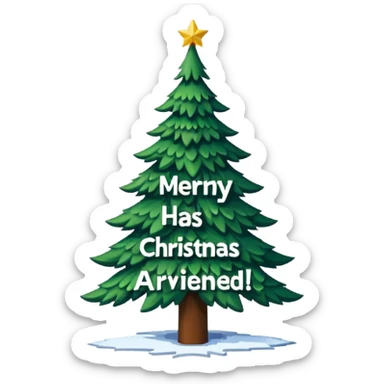 un arbol de navidad en lo lejos, y haiga un texto super bonito que diga "Llegó la navidad", y un fondo navideño (que sea en pixel art, toda la imagen) sticker