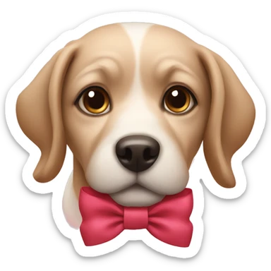 dog with bow ribbon sticker