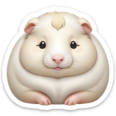 Meme-Worthy Cute Sleeping White Guinea Pig Portrait Emoji, Head resting peacefully with a contented smile, showcasing a delightfully chubby build and a luxuriously soft pure white coat, eyes shut in a serene, cozy nap, Simplified yet hilariously adorable features, highly detailed, glowing with a soft, drowsy light, high shine, relaxed and utterly lovable, stylized with an air of playful laziness, bright and heartwarming, soft glowing outline, capturing the essence of a comically sleepy guinea pig, so meme-worthy it feels like it could instantly become the next viral sensation of adorable slumber! sticker