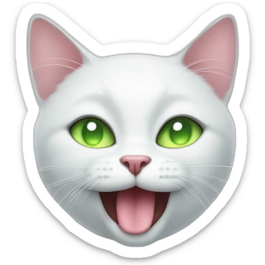 white cat with light green eyes is washing by tongue another black cat sticker