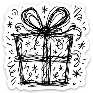 chaotic gift box with ribbon icon sticker