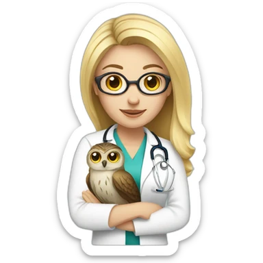 Blonde-woman-doctor-with-owl sticker