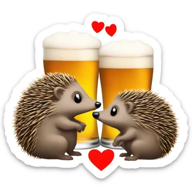 hedgehogs in love drings beer sticker