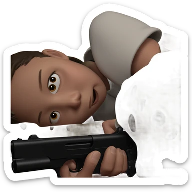boy with gun in hand sticker