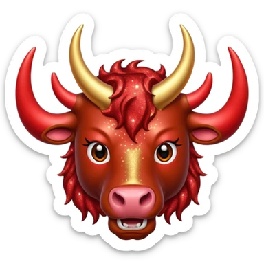 red glitter horned ox sticker