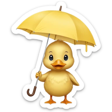baby Duck holding white umbrella sticker