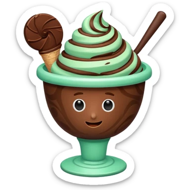 cup mint and chocolate ice cream sticker