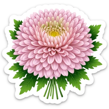 big bouquet Soft Pink Chrysanthemum, luxuriant, leaf, bud sticker