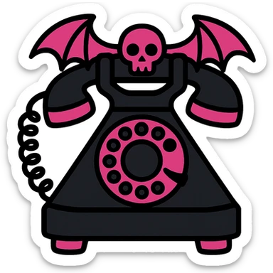 gothic phone, black and pink, vibrant toon style sticker