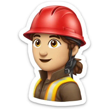 LONG HAİRED GİRL WEARİNG RED SAFETY HELMET sticker