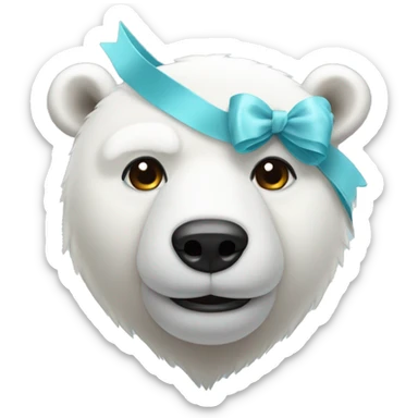 Polar bear with a bow on head sticker