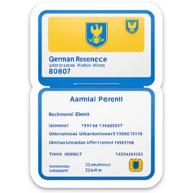 German residence permit card with Ukrainian colors sticker