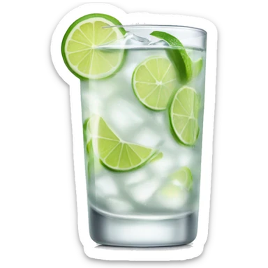 Gin and tonic in a nice glass with a slice of lime sticker