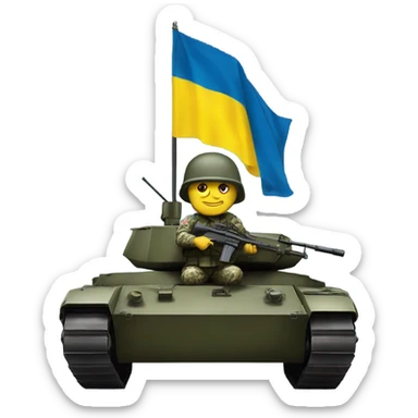 Soldat in Tank with flag Ukraine sticker