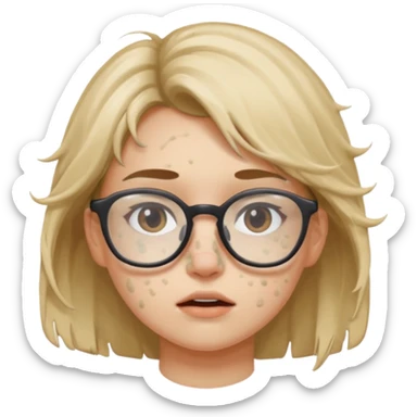 messy girl with white pimples on face and glasses sticker
