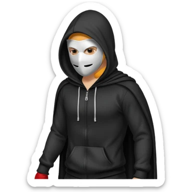 postac w kapturze i masce rrusza tylkiem sticker