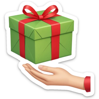 one hand extending a gift, simple, clear, no text sticker