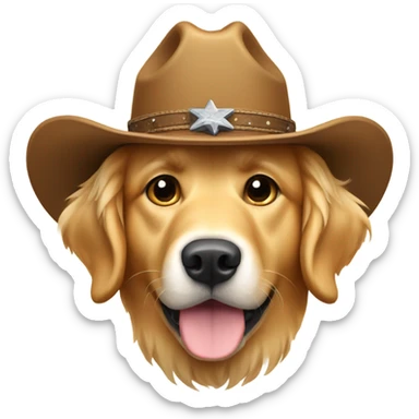 Golden retriever with cowboy hat sticker