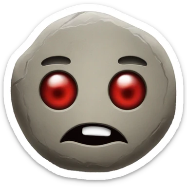A stone with a face with bloodshot eyes sticker