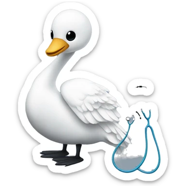 a swan with a mask and stethoscope  sticker
