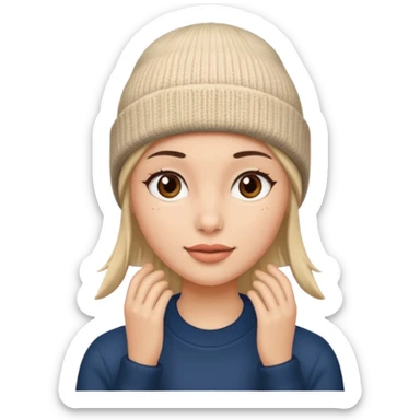 woman with a beanie sticker