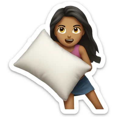 Girl punching a pillow sticker