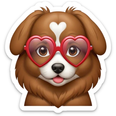 dog wearing heart glasses sticker