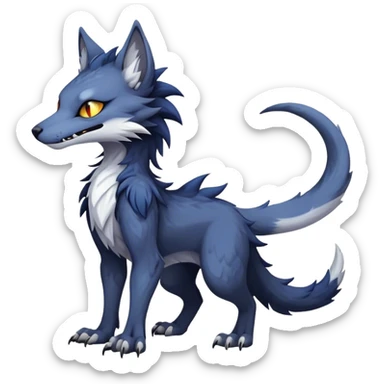 dark cool edgy fantasy feline-vernid-sergal-fursona animal creature with a tufted tail full body sticker