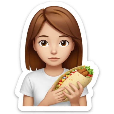 Girl with brown hair "resting chicken burrito face" sticker