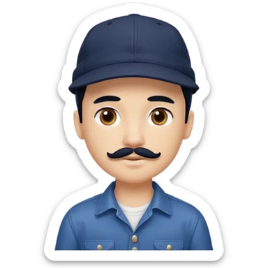 generate a pretty bratz boy wearing a dark blue cap and  button up shirt. Handsome

Mustache- black

hair black long sticker