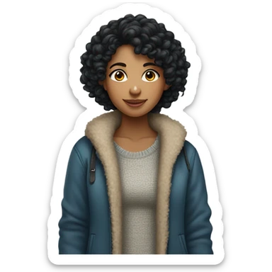 Black curly hair girl cozy sticker